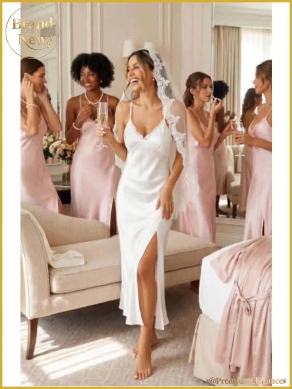 Satin Silk Nightgown Women Lace Chemise Sleepwear Slip Dress